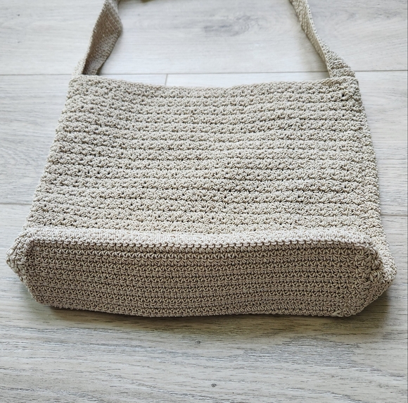 Carlo D' Santi Tan Cream Knit Hand Crochet Shoulder Bag Nwt - Picture 3 of 16